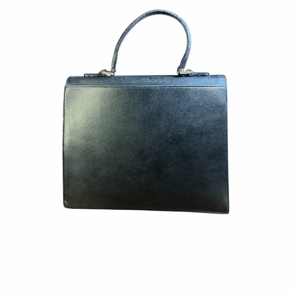 Vintage Valentino Garavani Black Leather Top Handle Bag Satchel - Picture 3 of 8